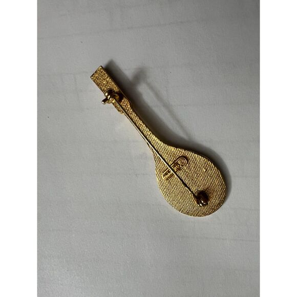 95-FPD VINTAGE PAVE CRYSTAL TENNIS RACKET PIN BROOCH WOMEN JEWELRY - Picture 2 of 3